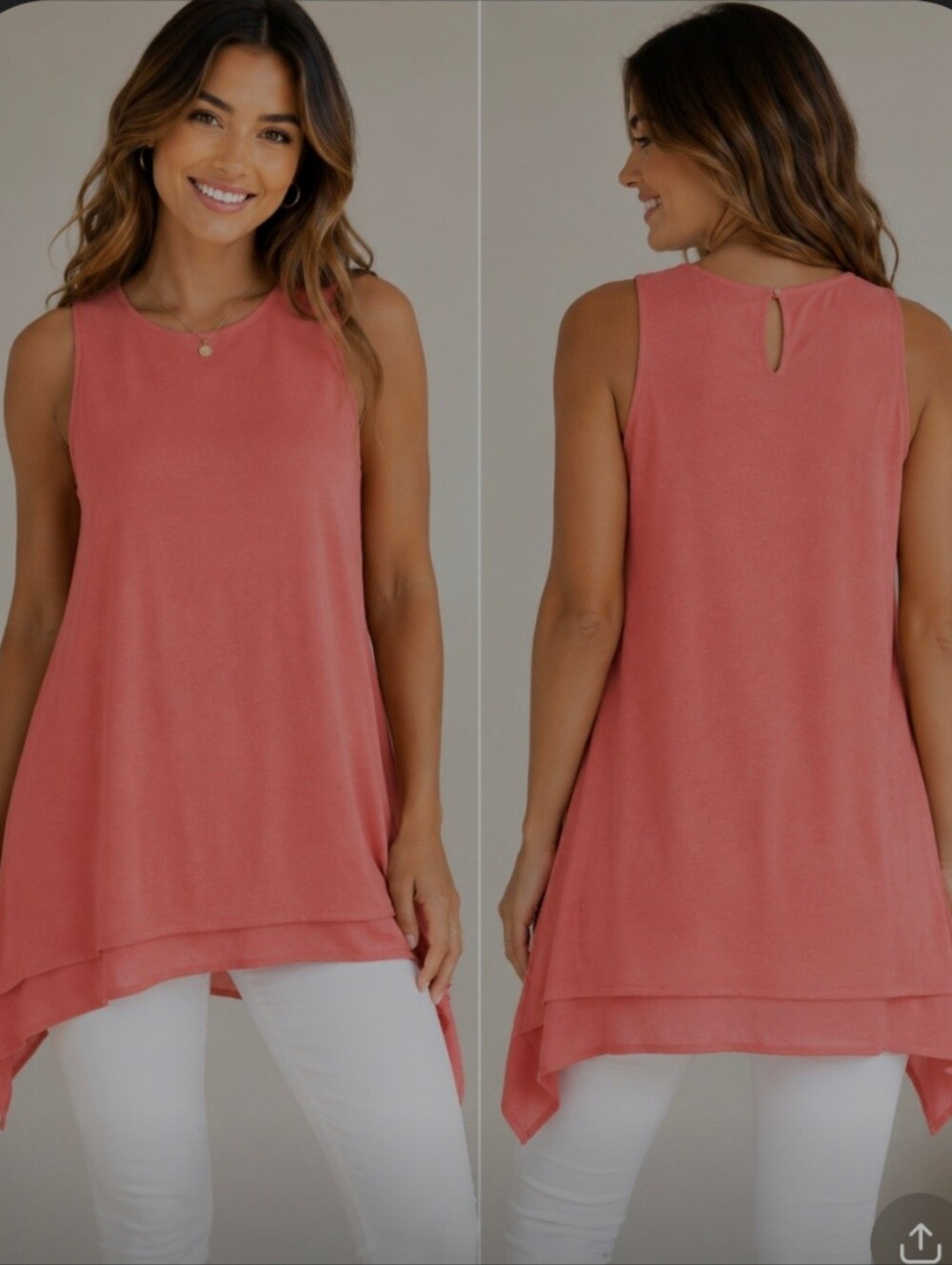 Fever Coral Double-layer Sleeveless Tank Top